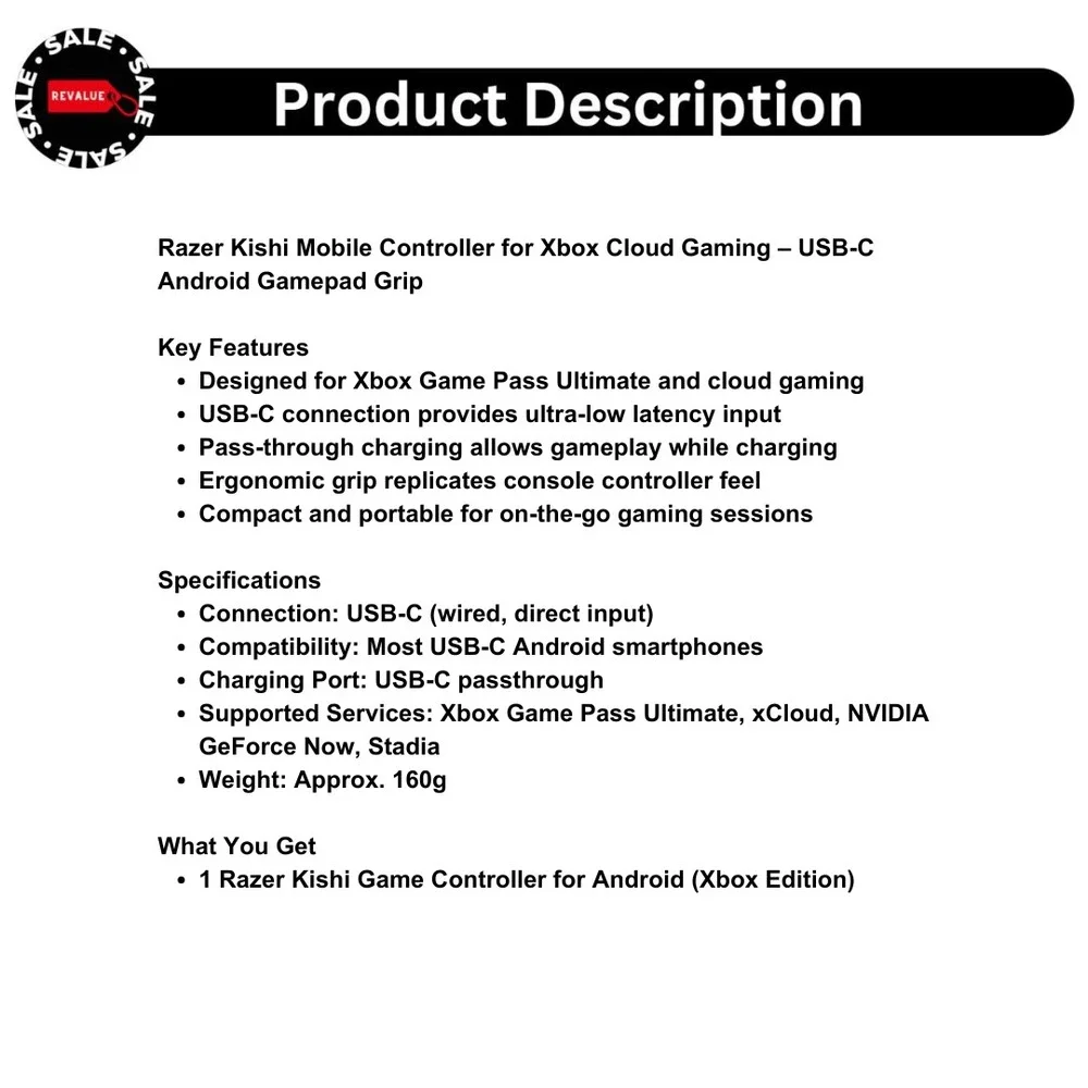 Razer Kishi Mobile Controller for Xbox Cloud Gaming – USB-C Android Gamepad Grip